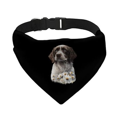 Daisy Flower Pet Bandana Collar - Floral Print Scarf Collar - Cute Dog Bandana - M
