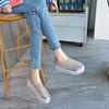 HINDOLA Women's Sparkly Fashion Sneakers Shiny Rhinestone Slip on Flatform Loafers Low Top Bling Casual Walking Shoes Silvery view 2