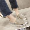HINDOLA Women's Sparkly Fashion Sneakers Shiny Rhinestone Slip on Flatform Loafers Low Top Bling Casual Walking Shoes Silvery view 4