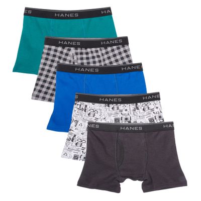 Hanes Boys' Printed Boxer Briefs with Comfort Flex Waistband, 5-Pack (as1, alpha, l) Assorted