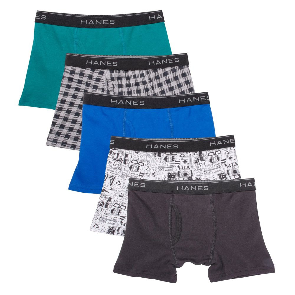 Hanes Boys' Printed Boxer Briefs with Comfort Flex Waistband, 5-Pack (as1, alpha, l) Assorted