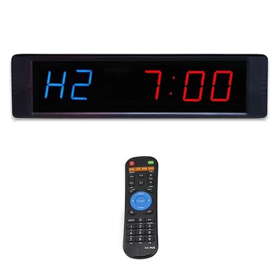 TFECOM Digital Led Wall Clock, EMOM Timer, 1in 6-Digit Cycle Timer, 12/24H Clock, Up/Dn MM:SS Format Display, Stopwatch MM:SS, Tabata, FGB1&2, for Gym