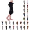 Uillui Cargo Pants Women Bootcut Yoga Workout Cropped Trousers Stretch Waist Athletic Fitness Sweatpants Casual Capri Pants,A01_black,X-Small view 1