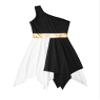 easyforever Girls Color Block Asymmetrical Praise Dance Dress Tunic Ballet Modern Jazz Lyrical Dance Dress Dancewear Black 6 Years view 3