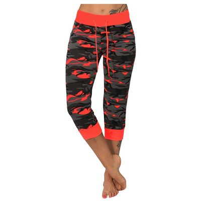 Uillui Cargo Pants Women Bootcut Yoga Workout Cropped Trousers Stretch Waist Athletic Fitness Sweatpants Casual Capri Pants,A02_red,XX-Large