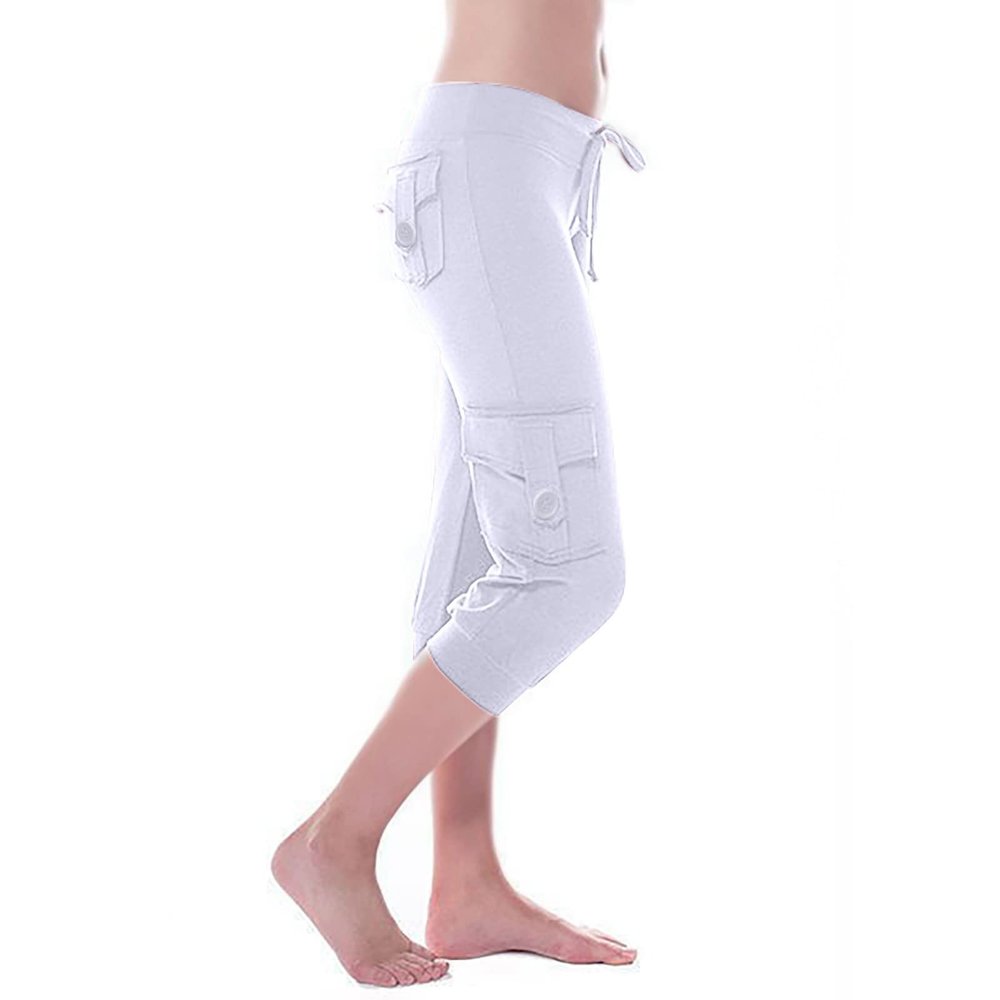 Uillui Cargo Pants Women Bootcut Yoga Workout Cropped Trousers Stretch Waist Athletic Fitness Sweatpants Casual Capri Pants