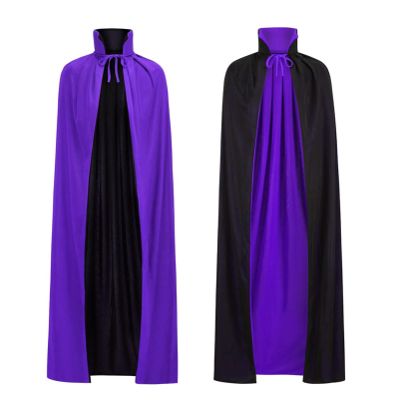 HAPNBCELE Reversible Cape Adult Medieval Dracula Vampire Devil Costume for Halloween Christmas Masquerade Party Men Women (Black&Purple, 47 Inches/120 CM)