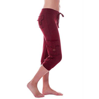 Uillui Cargo Pants Women Bootcut Yoga Workout Cropped Trousers Stretch Waist Athletic Fitness Sweatpants Casual Capri Pants,A01_wine,4X-Large