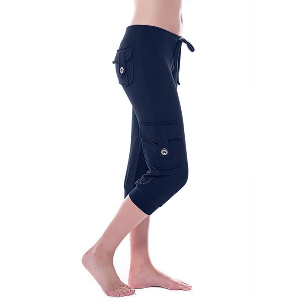 Uillui Cargo Pants Women Bootcut Yoga Workout Cropped Trousers Stretch Waist Athletic Fitness Sweatpants Casual Capri Pants