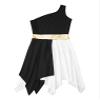 easyforever Girls Color Block Asymmetrical Praise Dance Dress Tunic Ballet Modern Jazz Lyrical Dance Dress Dancewear Black 10 Years view 4