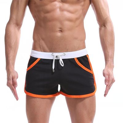 Uillui Mens Bodybuilding Shorts 3 Inch Inseam Drawstring Cotton Sweat Shorts Gym Running Workout Athletic Short with Pockets Orange
