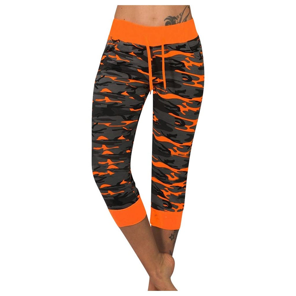 Uillui Cargo Pants Women Bootcut Yoga Workout Cropped Trousers Stretch Waist Athletic Fitness Sweatpants Casual Capri Pants