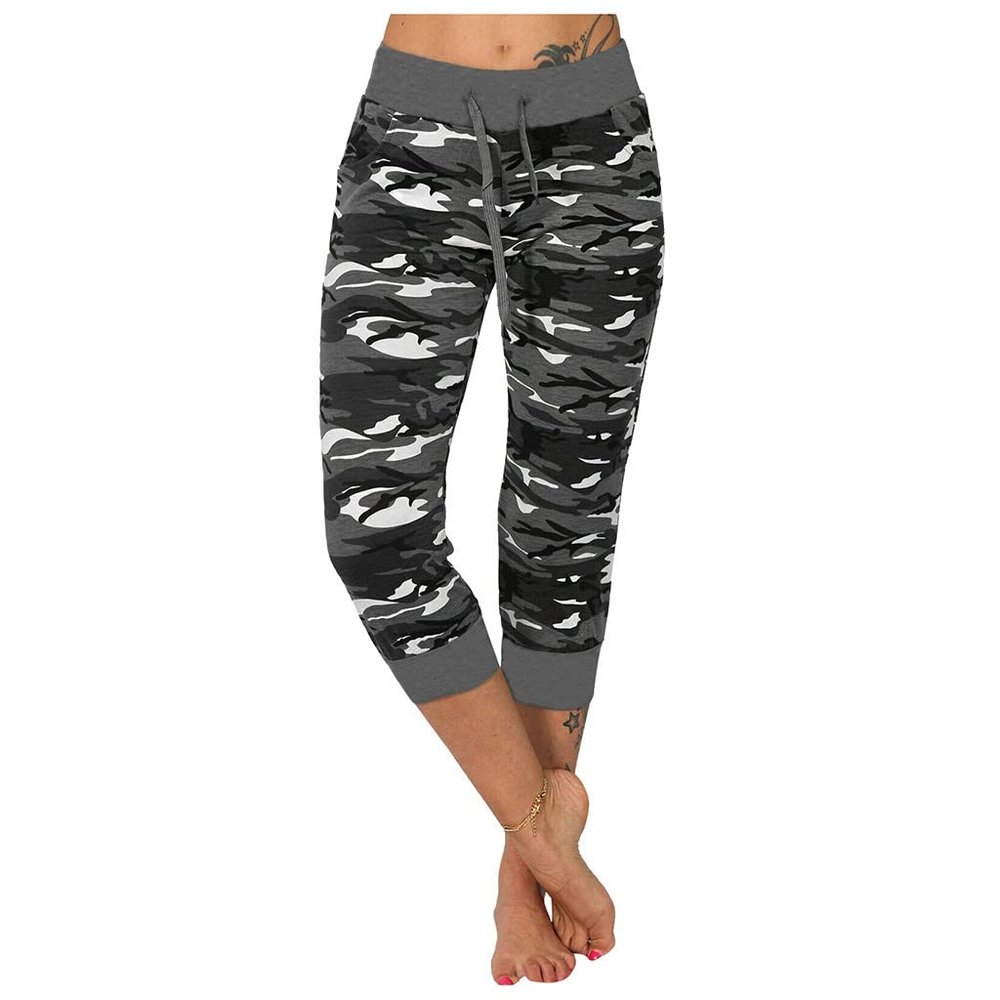 Uillui Cargo Pants Women Bootcut Yoga Workout Cropped Trousers Stretch Waist Athletic Fitness Sweatpants Casual Capri Pants