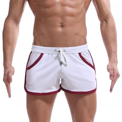 Uillui Mens Bodybuilding Shorts 3 Inch Inseam Drawstring Cotton Sweat Shorts Gym Running Workout Athletic Short with Pockets White