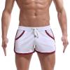 Uillui Mens Bodybuilding Shorts 3 Inch Inseam Drawstring Cotton Sweat Shorts Gym Running Workout Athletic Short with Pockets White view 1
