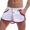 Uillui Mens Bodybuilding Shorts 3 Inch Inseam Drawstring Cotton Sweat Shorts Gym Running Workout Athletic Short with Pockets White view 3