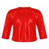 CHICTRY Kids Boys Girls Sparkly Sequin Long Sleeve Hip Hop Jazz Dance Shirt Stage Performance Costume Top Red 2-3 Years view 1