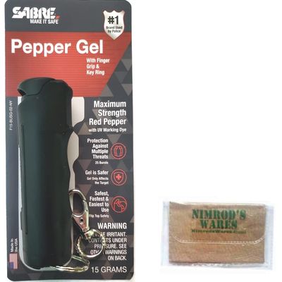 Nimrod's Wares Sabre Pepper Gel 12 Foot 25 Bursts Self-Defense Grip Key Ring Clip F15-BUSG-02-NY Bundle with Microfiber Cloth
