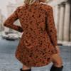 AIEBO Dresses for Women Dress Women's Dress Allover Print Roll Up Sleeve Dress Dresses (Color : Rust Brown, Size : Small) view 2