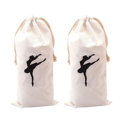Angoily Shoe Bag 2PCS Ballet Shoe Bags for Girls Canvas Drawstring Storage for Pointe Dance for Easy Organization and Transport of Ballet Dance Supplies for Travel