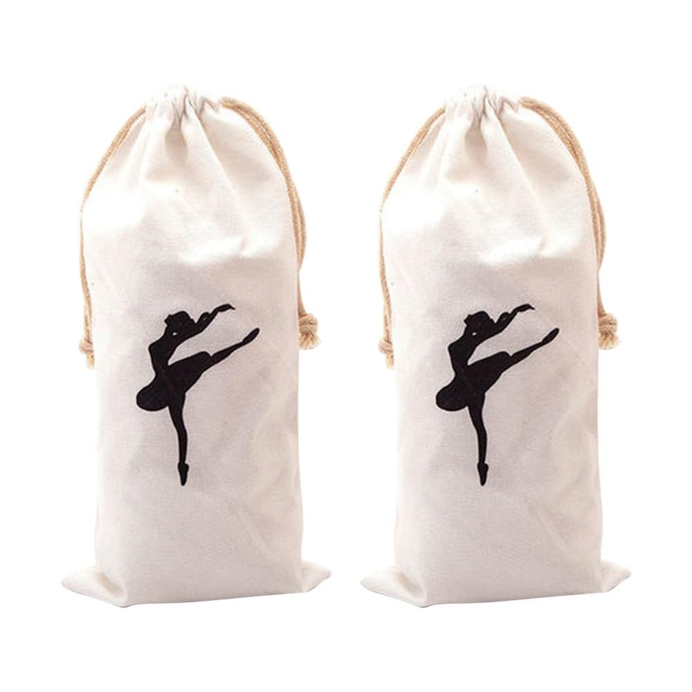 Angoily Shoe Bag 2PCS Ballet Shoe Bags for Girls Canvas Drawstring Storage for Pointe Dance for Easy Organization and Transport of Ballet Dance Supplies for Travel