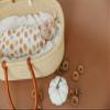 Copper Pearl Baby Beanie Hat Top Knot Stretchy Soft Karver view 4