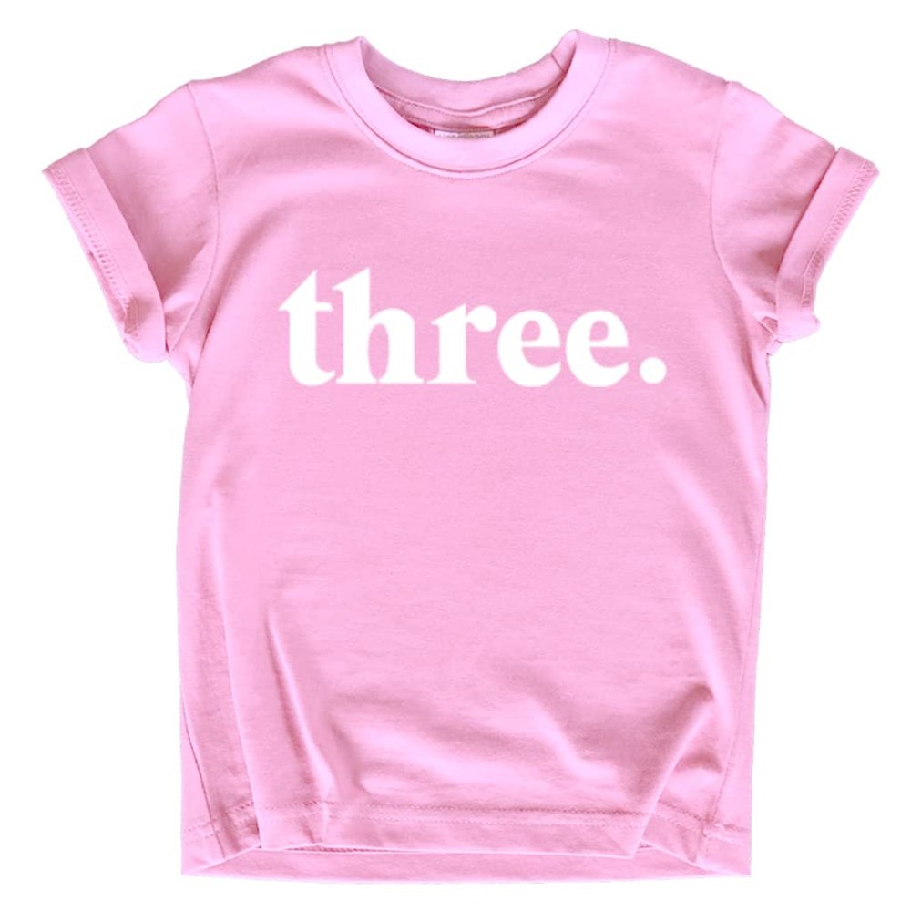 3rd Birthday Girl Outfit 3 Year Old Girls Shirt Three Shirts 3t Toddler Third (as1, Age, 4_Years, White on Pink)