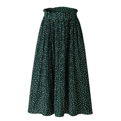 Fulbant Spring Women Long Skirt Black White Yellow High Waist Polka Dots Y2k Skirts M