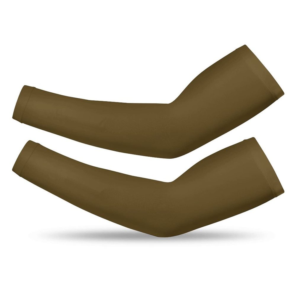 Cooling Compression Arm Sleeves For Men Women UV Sun Protection Arm Sleeves Tattoo Cover Up Sleeve Compatible with Brown