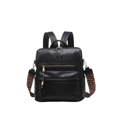 JEN & CO. Amelia Backpack Purse for Women Fashion Vegan Leather Ladies Travel Shoulder Bag with Guitar Strap, Black