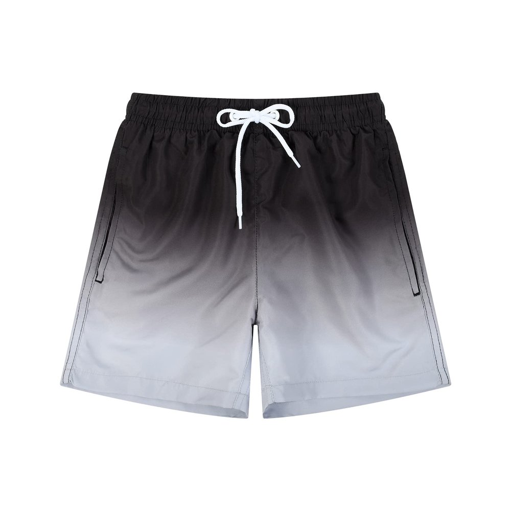 SNOW DREAMS Boys Swim Trunks Quick Dry Gradient Bathing Suits Lightweight Swimming Shorts Mesh Lining Grey Size 4