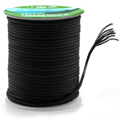 9KM DWLIFE 100% UHMWPE Braided Cord, 1.3mm Black 200ft 580lb Hollow Rope for Hammock, Kite, Fishing, Climbing, Camping