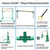 YIsintruan Collapsible Training Bar Horizontal Bar Kip Bar Home Gym Equipment Kids Teens Horizontal Bar Indoor 3' to 5' Height Adjustable, 300 lb Load Capacity (60 * 15.7 * 7.5inch, Green, 1) view 4