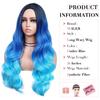 WIGER Long Blue Wavy Wigs for Women Ombre Blue Body Wave Mermaid Hair Wigs Long Curly Synthetic Hair for Daily or Cosplay view 2