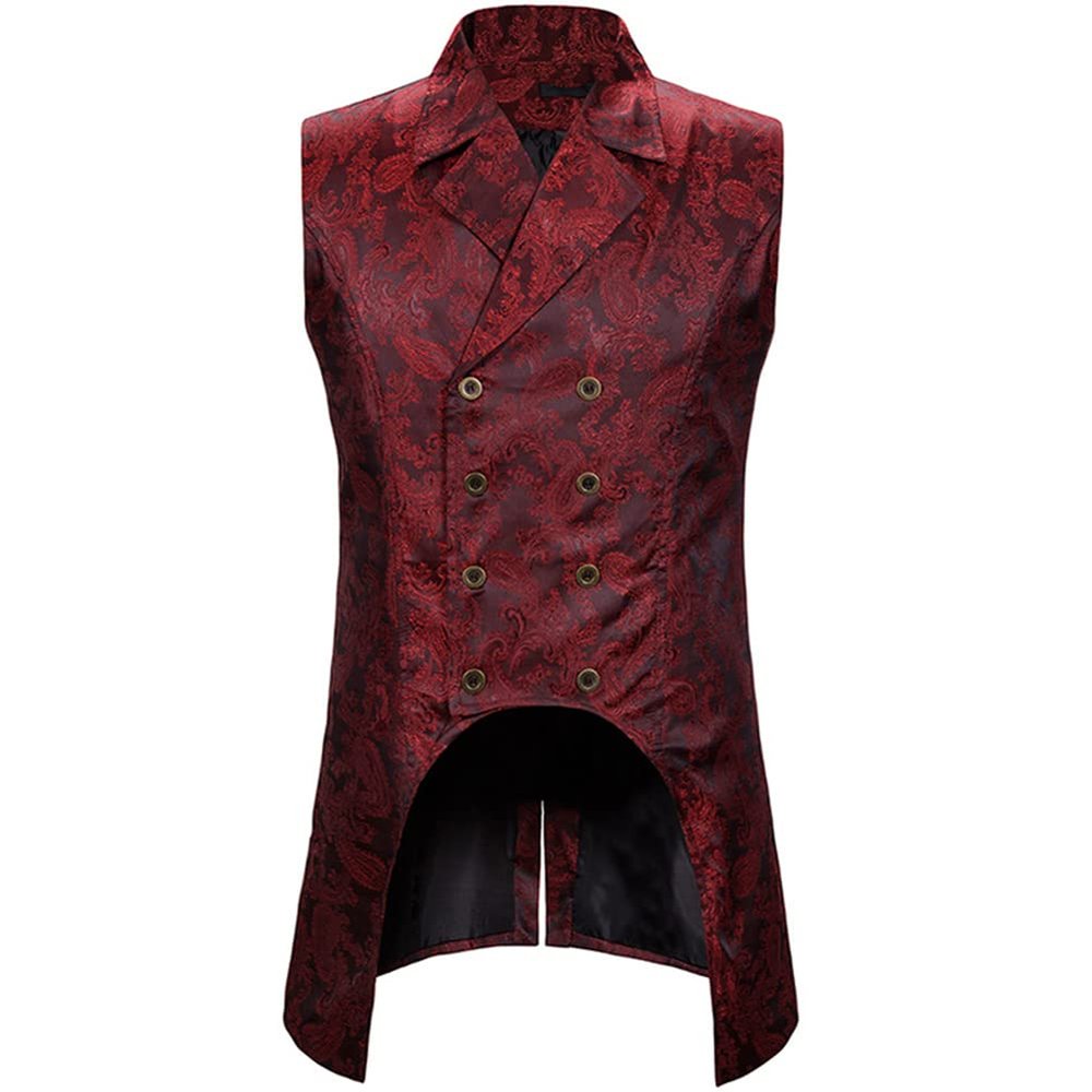 Betonsa Men's Victorian Steampunk Vintage Vest Gothic Medieval Tailcoat Costume