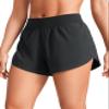 CRZ YOGA Mid Waisted Split Running Shorts for Women 4" - Comfy Mesh Liner for Workout Athletic Gym Track Quick Dry Black Small view 1