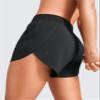CRZ YOGA Mid Waisted Split Running Shorts for Women 4" - Comfy Mesh Liner for Workout Athletic Gym Track Quick Dry Black Small view 2