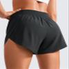CRZ YOGA Mid Waisted Split Running Shorts for Women 4" - Comfy Mesh Liner for Workout Athletic Gym Track Quick Dry Black Small view 4