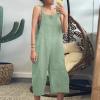 XUETON Womens Casual Loose Bib Capris Pants Baggy Harem Cotton Linen Jumpsuits Lightweight Beach Summer Rompers Overalls with Pockets(Grey,XX-Large) view 2
