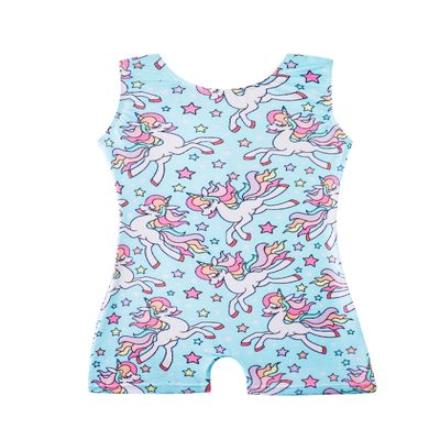 Baby Leotards 6-12 12-18 Months Gymnastics Leotard for Toddler Girls 1-2t 12 18 Months Baby Girl Kids Leo With Shorts Tumbling Outfits Sky Blue Unicorn Rainbow Stars Bodysuits Biketard Child Preschool