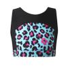 Moily Kids Girls Tie Dye Cutout Back Crop Top Gymnastics/Dance/Workou Sports Bra Cami Shirts Teal Leopard 12 view 1
