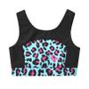 Moily Kids Girls Tie Dye Cutout Back Crop Top Gymnastics/Dance/Workou Sports Bra Cami Shirts Teal Leopard 12 view 3
