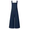 XUETON Wide Leg Jumpsuit for Women Casual Loose Sleeveless Spaghetti Strap Baggy Bibs Overalls Rompers Pants with Pockets(Navy,Medium) view 3