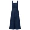 XUETON Wide Leg Jumpsuit for Women Casual Loose Sleeveless Spaghetti Strap Baggy Bibs Overalls Rompers Pants with Pockets(Navy,Medium) view 4