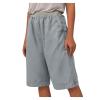 XUETON Bermuda Shorts for Women Elastic Waist Casual Loose Cotton Linen Lounge Shorts with Pockets Knee Length Workout Athletic Shorts(Grey,Large) view 1