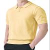 H2H Men's Short Sleeve Polo Sweater Solid Vintage Classic Knit Shirt Lemon US L/Asia XL (CMOSWS003) view 1