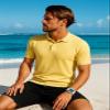 H2H Men's Short Sleeve Polo Sweater Solid Vintage Classic Knit Shirt Lemon US L/Asia XL (CMOSWS003) view 3