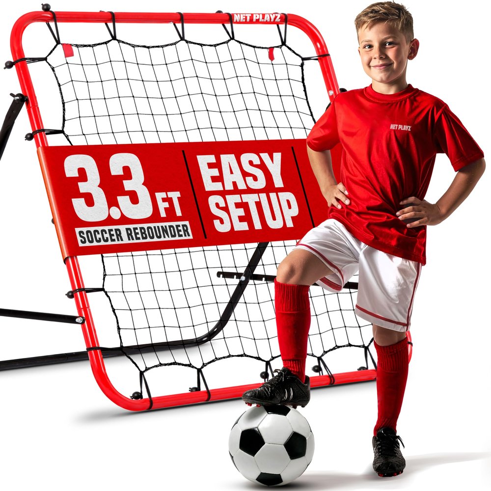 Soccer Rebound Net Rebounder 3.3X3.3FT | Skill Training Gifts, Aids & Equipment for Kids Teens & All Ages - Kick-Back/Portable, 6 Adjustable Angles