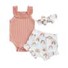 LIOMENGZI Newborn Baby Girl Summer Clothes Outfits Set Cute Floral Fly Sleeveless Jumpsuit Casual Ruffle Shorts Headband Set view 1