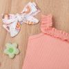 LIOMENGZI Newborn Baby Girl Summer Clothes Outfits Set Cute Floral Fly Sleeveless Jumpsuit Casual Ruffle Shorts Headband Set view 4